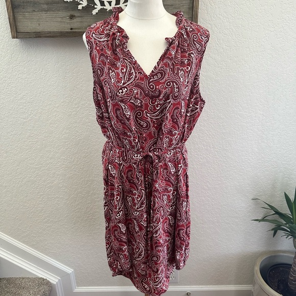 Stitch Fix Market & Spruce red paisley sleeveless‎ dress size XL - Picture 1 of 8